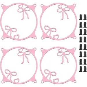4 count 120mm  Bow Guard Fan Grill Metal PC Fan Grill Cover with Screws Cute  Accessories Coquettish PC Case Decor for Office  Room Valentines  for Girls Women