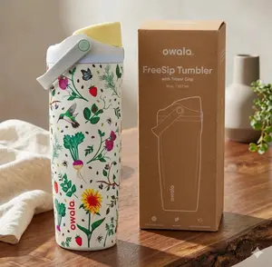 Owala FreeSip 30oz White Floral & Hummingbird Bottle | Unique  Gift for 2026