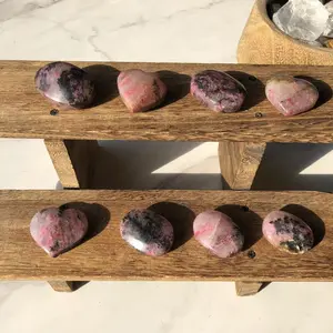 Natural Crystal Rhodonite Palm Stone&Heart