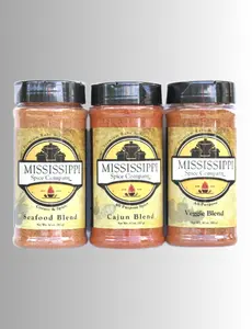 Mississippi Spice Company Skins and Fins Pack Seafood Cajun Veggie Spice Flavor 3-Pack 10 oz Each Natural Blend