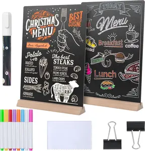 8 x12 Inch Tabletop Chalkboard Sign with Base Stand, 2 Pack Menu Chalk Board Sign Store  Signs, Message Boards for Party, Wedding, Tables Decoration, Bar and Restaurant
