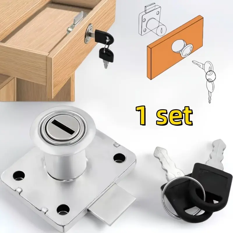 Silvery Color Drawer Locks with Keys, Zinc Alloy Lock, Secure Your Drawers Safely, Ideal for Home & Office Use, Durable Metal Construction