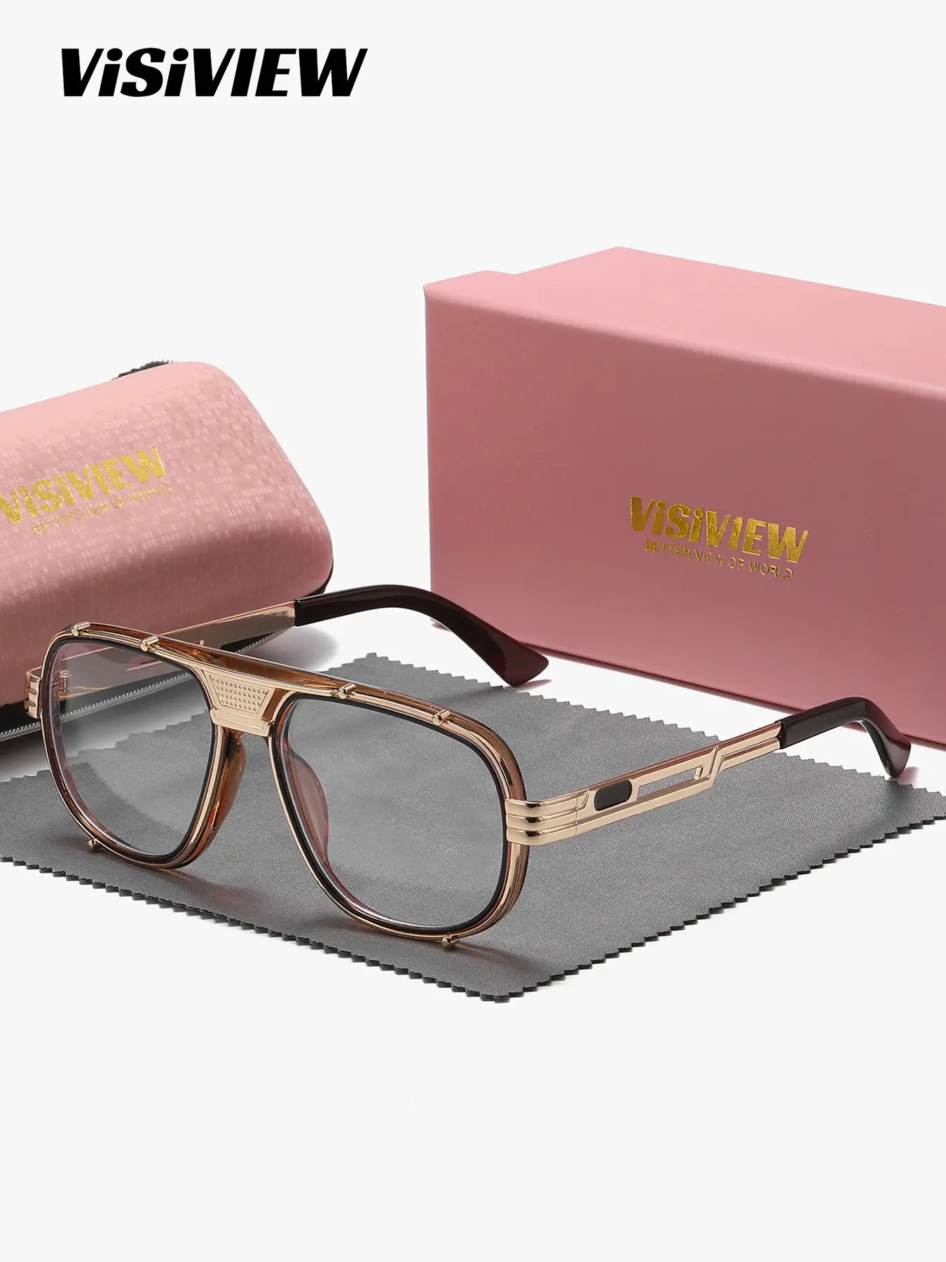 VisiView 1 Piece Unisex Fashionable And Luxurious Full Frame Plano Glasses Cool Looking Frog Frame Plano Glasses