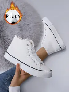 Women's Fashionable Lace Up High Top Sneakers, Casual Comfortable Sports Shoes for Daily Wear, Female All-match Round Toe Shoes for Daily Wear