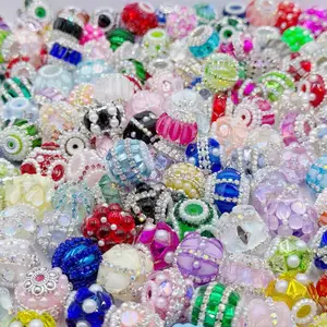15/30/45/60/90pcs Random Color Shiny rhinestone Beads Soft Ceramic 16-20mm for Handmade Pen Jewelry Keychains DIY Projects