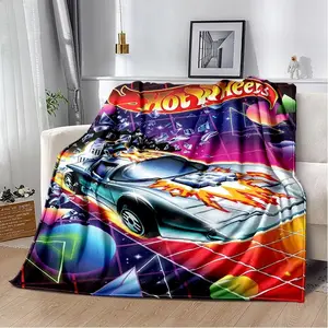 Cartoon Hot Wheels Racing Car Flannel Blanket 2025 New Soft Cozy Design Throw Blankets Great For Office Dorm Travel
