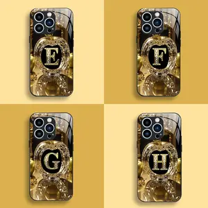 Suitable for [iPhone 14 Pro Max] New high-end letter glass mobile phone case New business simple metal paint electroplated glass mobile phone case Affordable price Anti-drop and anti-fingerprint 995
