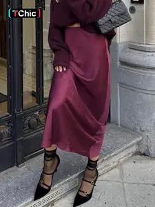 Women's Summer Satin Zipper Skirt, Sexy Slim-Fit Long Skirt, Plain Color Elegant Design, Versatile Fashionable Women's Clothing