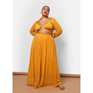 Luna Glitter Mesh Maxi Skater Skirt W. Pockets