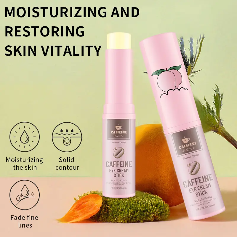 【Buy 1 Get 1 Free】ROZINO Caffeine Eye Care Stick 3g Rotating Hands Free Long Lasting Moisturizes Eye Area Improves Eye Bags Fine Lines Issues Promotes Blood Circulation Restores Skin Vitality Firms Contour Brightens Complexion Portable Hygienic Design