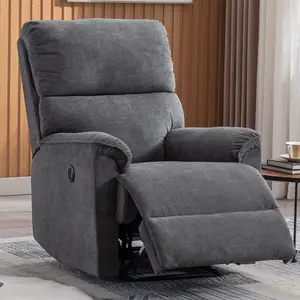 [TikTokShopBlackFriday] Ebello 31" Wide Compact Breathable Fabric Solid Color Living Room Power Button Recliner with USB, Grey