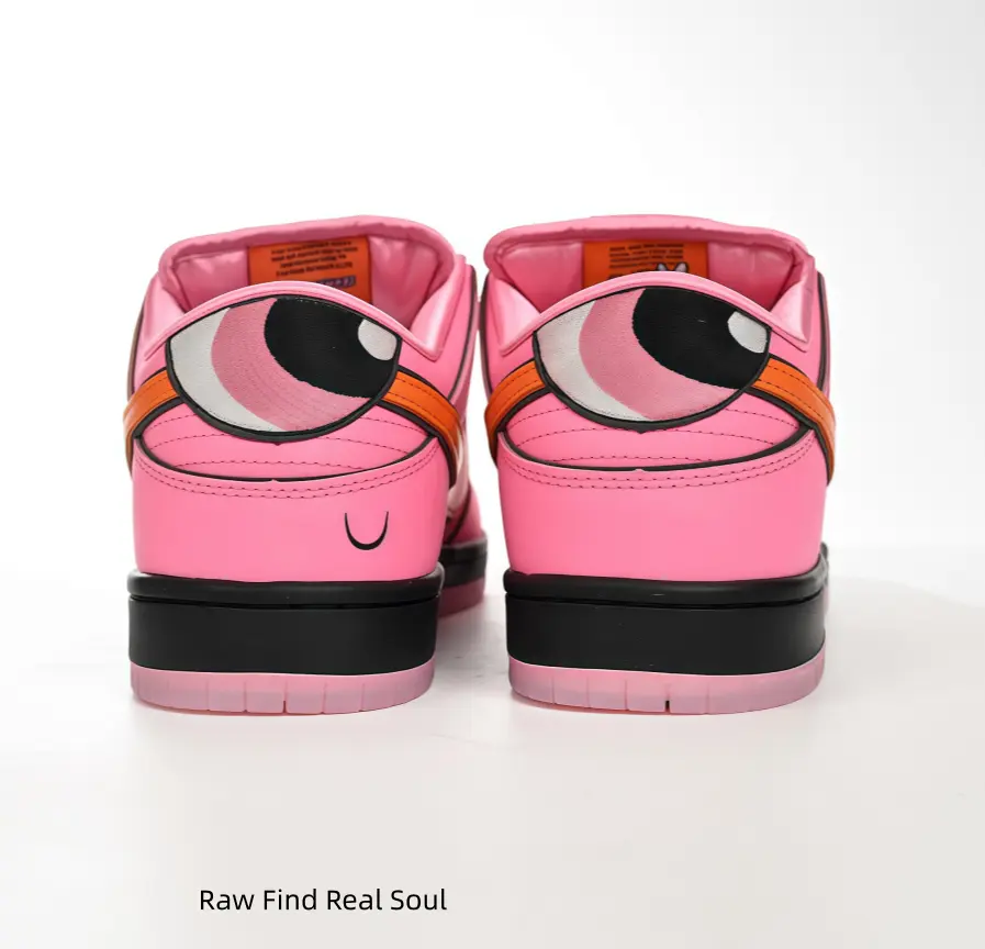 Kawaii Comic Outline Pink Leather Low Cut Skate Shoes Unisex, Cartoon Moon Embroidery Heel Detail, Bold Orange Contrast Accents, Cushioned Shock Absorbing Midsole, Wear Resistant Pink Traction Outsole, Lightweight Fashion Sneakers For Men Women
