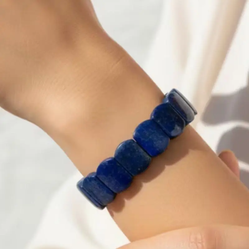 Natural Lapis Lazuli Bracelet – 8mm Polished Faceted Beads, September Birthstone Jewelry, Protection & Wisdom Symbol, Handcrafted Gift for Her, Birthday, Anniversary