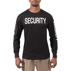 ROTHCO Long Sleeve Two-Sided Security T-Shirt Black Polycotton Comfortable Breathable Durable Work Shirt with Tagless Label Menswear Workwear Uniforms Top