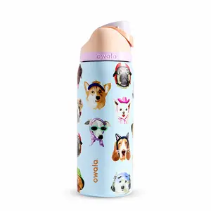 Owala insulated water bottle made of stainless steel with cute and adorable puppy designs