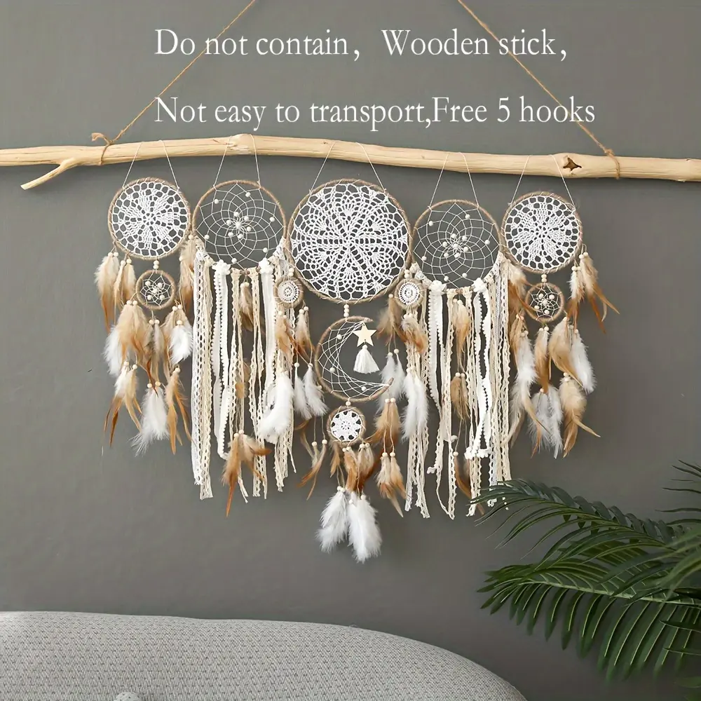 5 Pieces, Dreamcatcher Home Hanging Decoration, Room Decoration, Holiday Hanging Ornaments, Large Dreamcatcher, Art Hanging Ornaments, Bohemian Decoration, Wedding Decoration Supplies Hangable