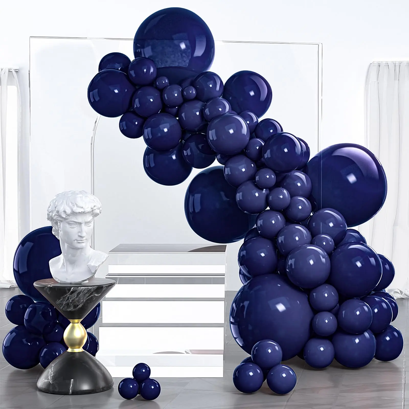 PartyWoo Navy Blue Balloons 130pcs Different Sizes of 18 12 10 5 Inch Dark Blue Balloon Arch Kit Garland for Graduation Wedding Sports Baby Shower Birthday Bachelorette Party Decorations Blue-Z90