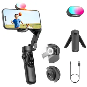 3-Axis Phone Gimbal with Dual LED Selfie Lights & Auto-Tracking. Hands-Free Solo Vlog Kit with All-Day Battery. for iOS/Android