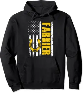 American Farrier USA Flag Horse Shoeing Hoof Trimming Pullover Hoodie - Jatinderpa Shop 36B0BV7HZS2Q
