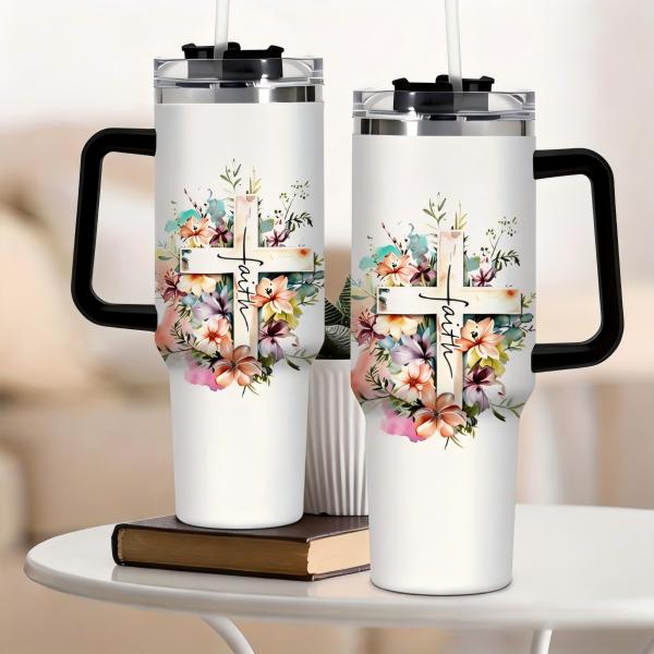 Christian Gifts for Women Tumbler 40oz With Handle & Straw - Faith Gift Bible Spiritual Woman- Encouragement Inspirational for Women - Religious Birthday, Christmas Gift for Mom, Sister, Daughter, Friends