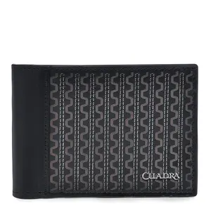 CUADRA Men's Black & Grey Leather Bifold Wallet