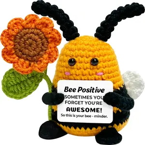 【GiftsFU】Christmas gift Inspirational Positive Crochet Bee, Small Handmade Emotional Support Crochet Gift for Women Men, Birthday Gifts for Friends Sister Teacher, Friendship Graduation Gift, Cute Easter Stuffers Bee Decor