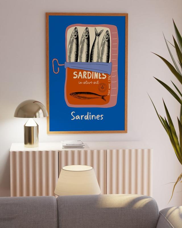 Trendy Sardines Art Print, Tin Fish Art Print, Sardines Tin Print, Colorful Fish Print, Kitchen Wall Art, Trendy Wall Art, Seafood Wall Art