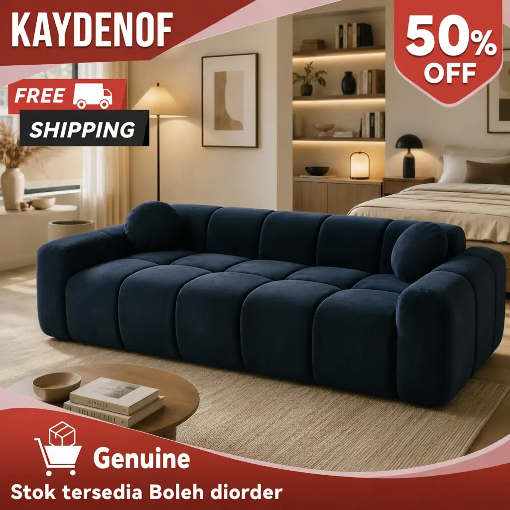 KAYDENOF Modern Deep Seat  Cloud Sofa 98.4"No Assembly  big comfy cloud couch,boneless couches,High-Density Foam,Soft Yet Supportive,Oversized Upholstered 3-Seater for couches living room furniture, compressed sofa,floor seats
