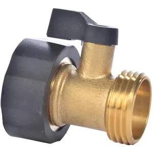 3/4" Brass Garden Hose Shut Off Valve,1-Way Restricted-Flow Water Shut-Off, Fits 3/4 Inch Hose Connector