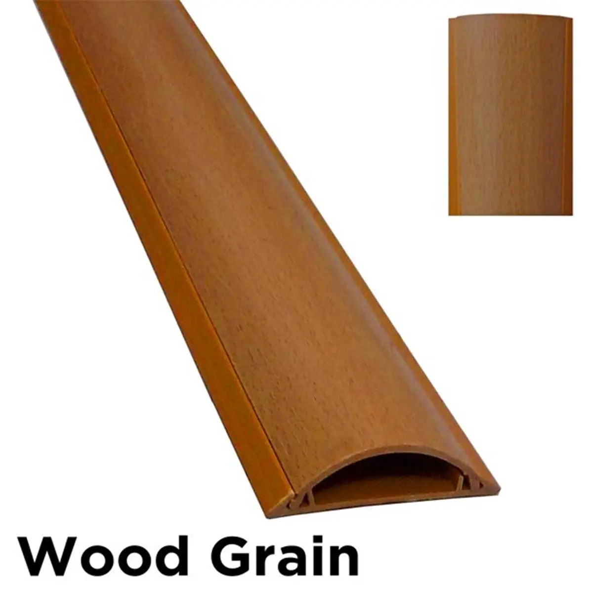 Electriduct 59 in. Decorative Wood Grain Plastic Wire Cable Protector Cord Cover - Self-Adhesive Backing for Easy Install, 3 lbs, 0.55 h x 1.7 w in, Wall & Floor Mount, Indoor Use for Hiding Loose Wires and Cables, Protects Against Tripping Hazards