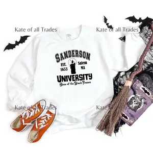 Halloween Sanderson University Sweatshirt, 50/50 cotton polyester blend, white, grey, black, orange