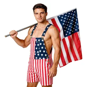 American Flag Overalls Shorts for Men Women, Stretch Denim Bib Shorts USA Patriotic Outfit for 4th of July Outfit, BBQ Parties and World Cup Nights