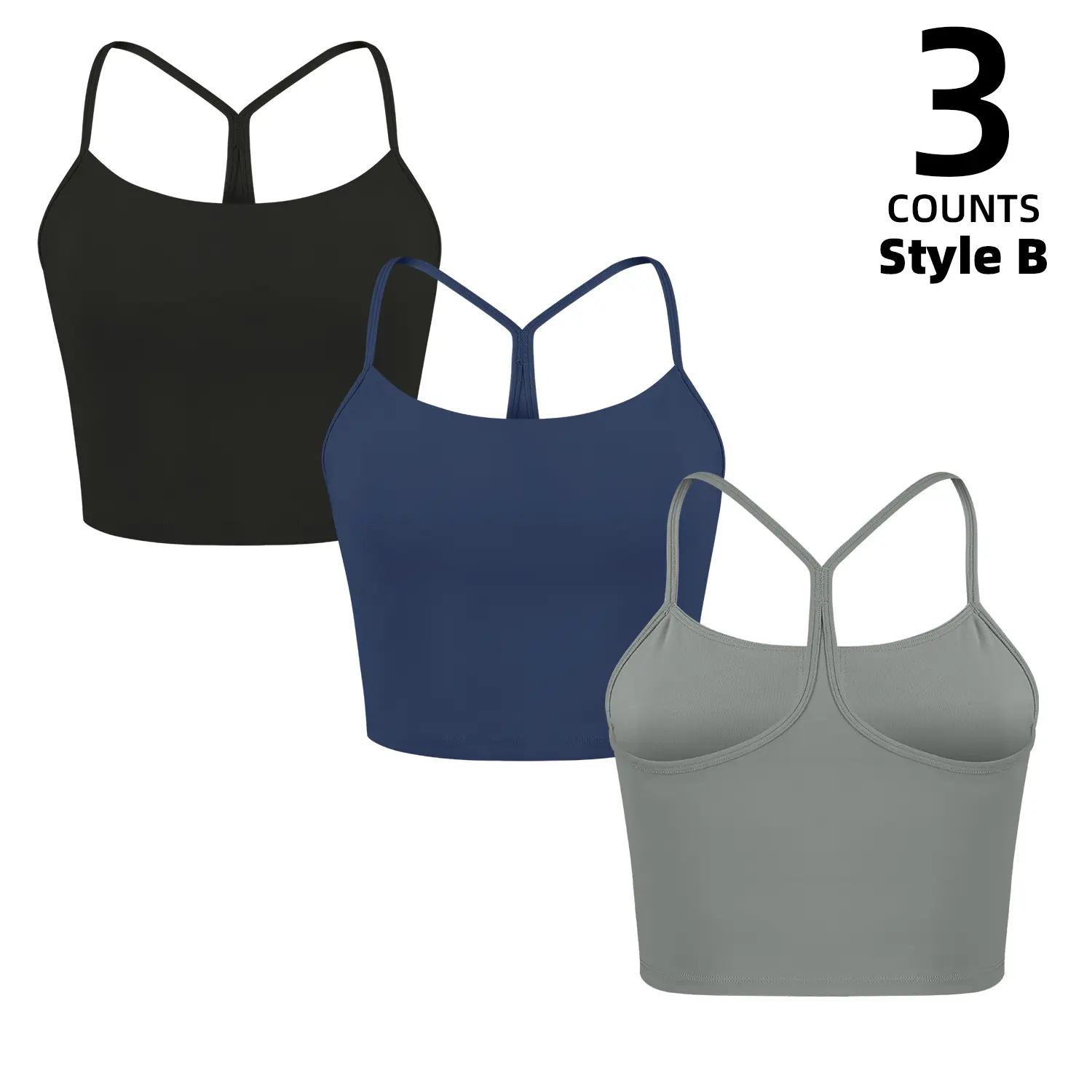 3 pcs - Style B-Black-Gray-Navy