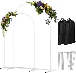 Wedding Arch Backdrop Stand Set of 2 Metal Balloon Arch Stand 7.2FT & 6.6FT Backdrop Frame for Birthday Party Wedding Ceremony Bridal  Shower Event Decor, White