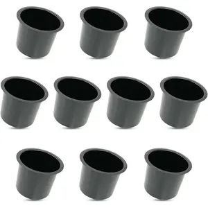 Yuanhe Aluminum Jumbo Cup Holder - 10 Pack Black Poker Table Cup Holder Insert for Casino Game Table Sofa Boats Pontoon Marine Bench Desk RV Cars & Trucks