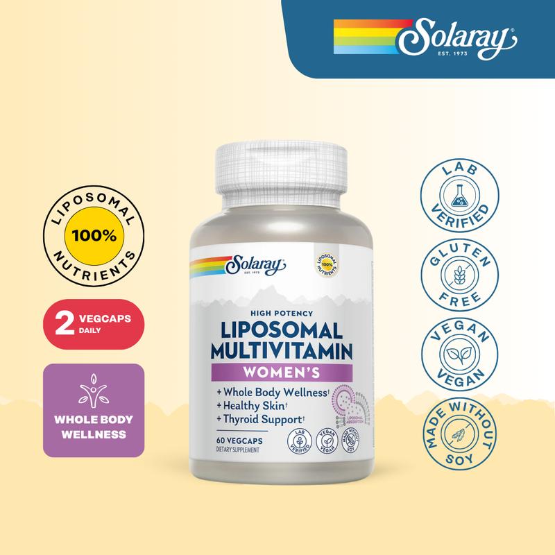 Solaray Liposomal Multivitamin for Women – High Absorption Women’s Daily Vitamin Supplement for Energy, Immunity & Wellness