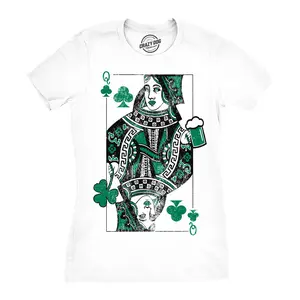 Womens Funny T Shirts Sarcastic Queen Of Clubs Classical Playing Card Tee For Ladies Funny Womens T Shirts Cute Vintage Fashion Casual Ladies T-Shirt Gift Funny Vintage Top Women's Novelty Tees White -