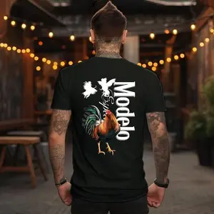 Modelo Rooster T-Shirt - Bold Rooster Graphic With Dynamic Fighting Cocks , Perfect For Beer Lovers And Fiesta Enthusiasts , Casual Daily Wear , Relaxed Fit , Unisex Style , Modelo Design Crewneck Menswear Classic Golf Gift T-Shirt For Men and Women