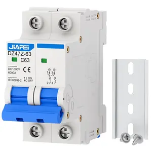 DC Miniature Circuit Breaker, 1000V 2 Pole 63 Amp Isolator for Solar PV System, Thermal Magnetic Trip DIN Rail Mount, C63 DC Disconnect Switch