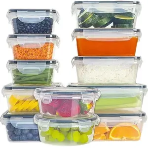 12 Piece Food Storage Container with Lids (16 Containers + 16 Lids) - Plastic Food Containers with Lid, Airtight Leak Proof Snap Lock, BPA Free Storage Containers