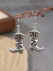 1Pair of Creative Retro Boot Jewelry Silver Handcrafted Western Boot Earrings, Suitable for Daily Wear, Vacations and Other Occasions, Is The Perfect Gift Choice for Her