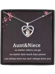 Heart Pendant Necklace with Engraved 'i Love You Forever' for Aunt Niece, Birthday Gift Card & Box Included, All Seasons Jewelry