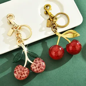 Cute Cherry Design Keychain Fashion Metal Unisex Trendy Versatile Perfect Birthday Gift Stylish Keychain
