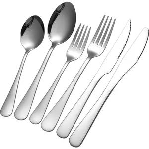 24- Silverware Set with Steak , Nickel Free 18/0 Stainless Steel Flatware Set Service for 4, Heavy Duty Eating Utensils with Mirror Polish, Dishwasher Safe for  Kitchen & Restaurant