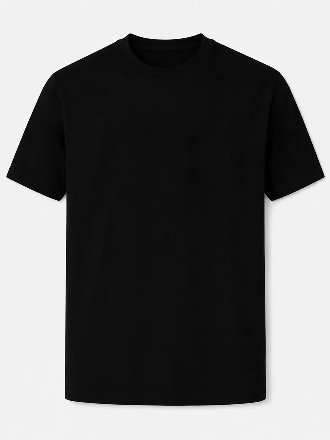 Solid Black Blank Basic Short Sleeve T-Shirt, Plain Crew Neck Loose Fit Unisex Tee, Casual DIY Printing Blank Top For Men Women Summer Daily Streetwear