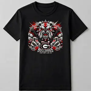 [MADE IN US] Georgia Bulldogs T Shirt, Aggressive Mascot Graphic With Red And White Accents Soft Cotton Tee, Perfect Gift For Football Fans And University Of Georgia Supporters
