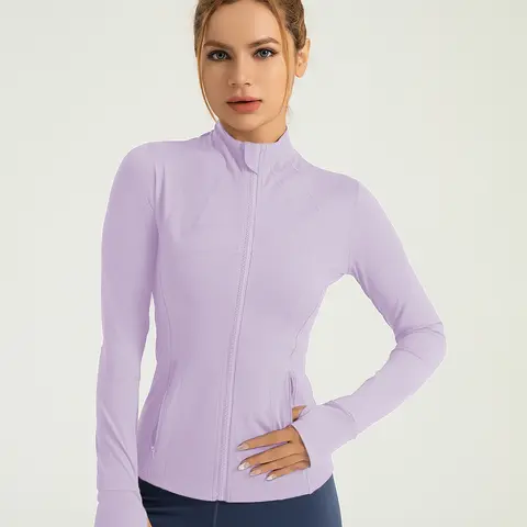 Breathable Elastic Patchwork Gym Jacket, Long Sleeve Running Sports Yoga Top, Women's Athletic Outerwear with Pockets, Sporty Breathable Outerwear, Lightweight Sports Jacket, Athlete Jackets