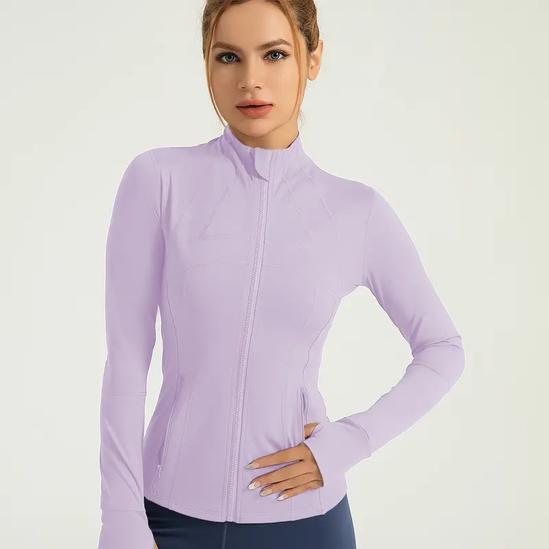 Breathable Elastic Patchwork Gym Jacket, Long Sleeve Running Sports Yoga Top, Women's Athletic Outerwear with Pockets, Sporty Breathable Outerwear, Lightweight Sports Jacket, Athlete Jackets