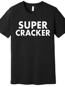Super Cracker Men'S Black T-Shirt - Relaxed Fit Short Sleeve Casual Tee with Bold White SUPER CRACKER Print, 100%, Machine Washable, All-Season Comfort for Casual Attire