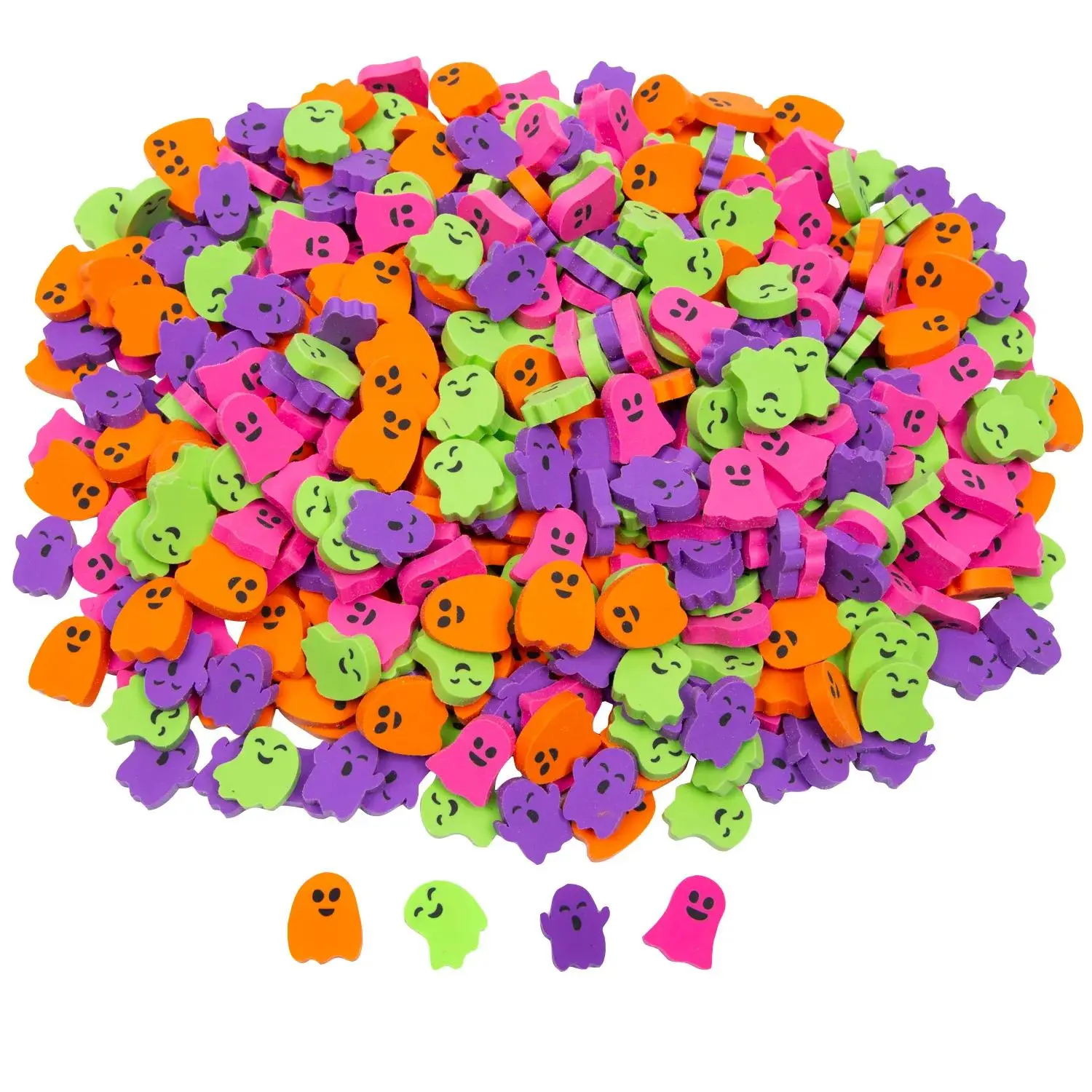 Oriental Trading Mini Bright Color Halloween Ghost Erasers, 3/4" Bulk 500 Pieces